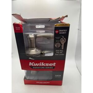 Kwikset Tustin Satin Nickel Keyed Entry Door Lock Lever Set Smartkey 97402-732